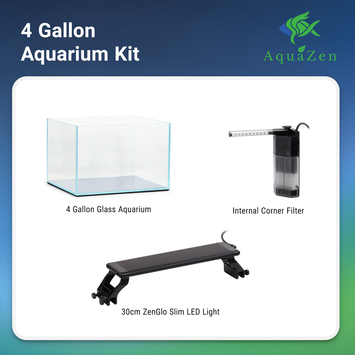 Curated visual reference: Visual Reference: Aquazen 4 Gallon Complete Aquarium